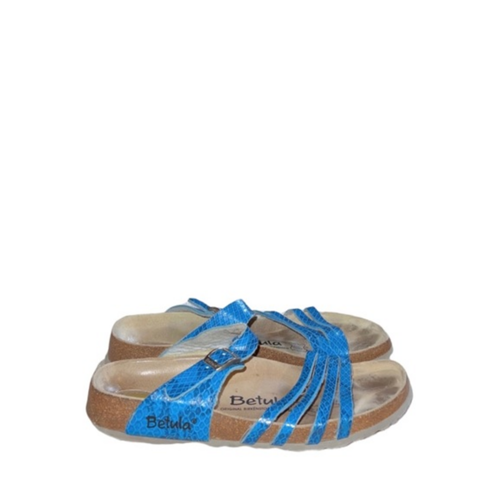 Betula Birkenstock‎ Iris Blue Croc Print Strappy Sandals